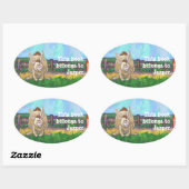 Rabbit Animal Parade schreibt Sachen Ovaler Aufkleber (Blatt)