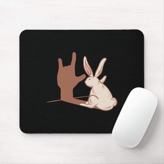 Rabbit Asl Hand Gesture Deaf Hörversager Mousepad (Mit Mouse)