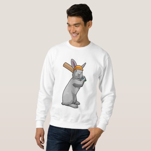 Rabbit at Cricket with Cricket bat Sweatshirt (Vorne ganz)