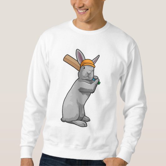 Rabbit at Cricket with Cricket bat Sweatshirt (Vorderseite)