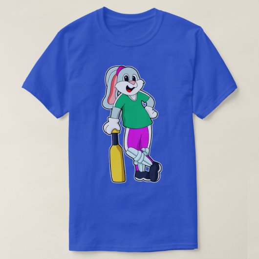 Rabbit at Cricket with Cricket bat T-Shirt (Design vorne)