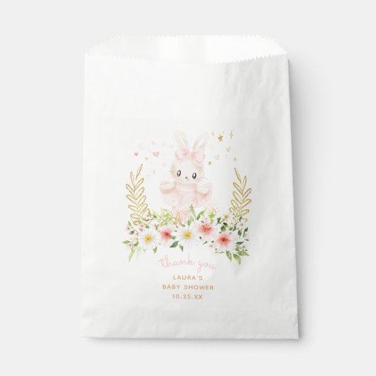 Rabbit Ballerina Bunny Girl Babydusche Danke Geschenktütchen (Vorderseite)