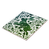 Rabbit Batik Modernes grünes blaues Blumenwald Fliese (Seite)