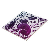 Rabbit Batik Modernes Lila Blaues Blumenwald Fliese (Seite)