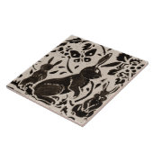 Rabbit Batik Stoneware Woodland Animal Tan Gray Fliese (Seite)