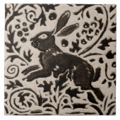 Rabbit Batik Stoneware Woodland Animal Tan Gray Fliese (Vorderseite)