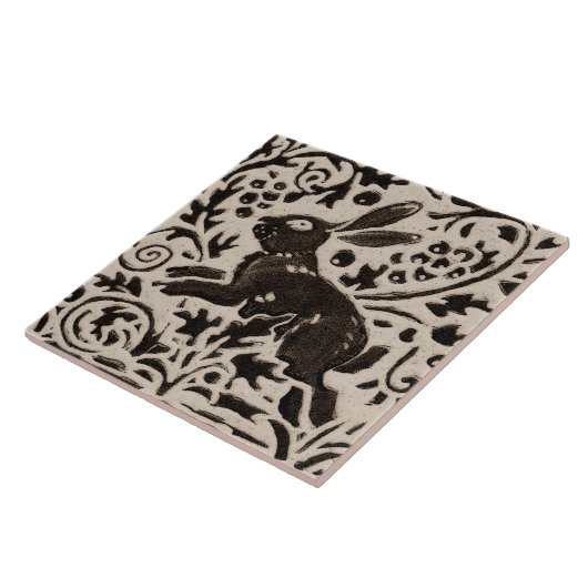 Rabbit Batik Stoneware Woodland Animal Tan Gray Fliese (Seite)