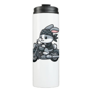 Rabbit Biker Pet Funny Motorrad Thermosbecher