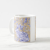 Rabbit Bird Blue Tan Elegant Flora Tierart Kaffeetasse (Vorderseite Links)