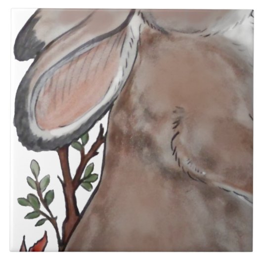 Rabbit Bird Jacobobohne Floral Tile Mural 8pc L Ze Fliese (Vorderseite)