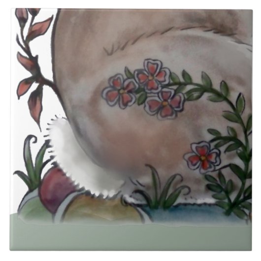 Rabbit Bird Jacobobohne Florentiner Tile Mural 8pc Fliese (Vorderseite)