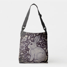 Rabbit Bird Vines Dark Indigo Toned Shopping Tasch Tragetaschen Mit Langen Trägern