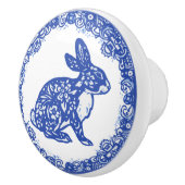 Rabbit Blau & Weiß Design Niedliche Sonnengegenden Keramikknauf (Rechts)