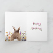 Rabbit Blowing Pink Bubble gum Happy Birthday Karte (Innenseite)
