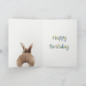 Rabbit Blowing Pink Bubble gum Happy Birthday Karte (Innenseite)