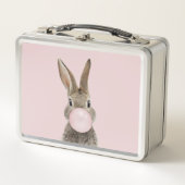 Rabbit Blowing Pink Bubble gum   Metall Brotdose (Vorderseite)