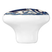 Rabbit Blue and White Folk Art Keramikknauf (Seitenansicht)