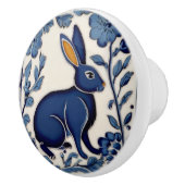 Rabbit Blue and White Folk Art Keramikknauf (Rechts)