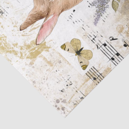 Rabbit Blume Butterfly Music Gold Entdeckungsreise Seidenpapier (Detail)