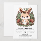 Rabbit Boho Bunny Digital Geburtstag Einladung (Vorne/Hinten)