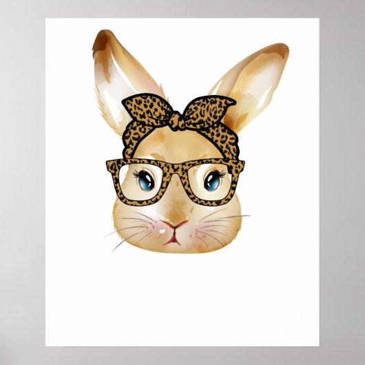 rabbit bow glass leopard, retro, vintage poster (Vorne)