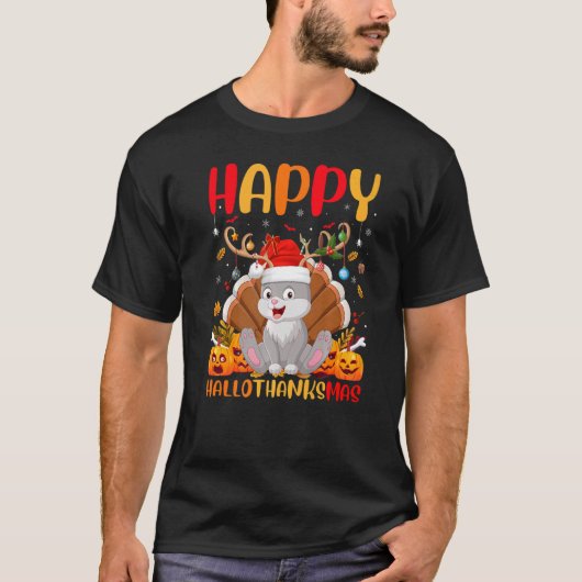 Rabbit Bunny Animal Happy Bunny Hellothanksmas T-Shirt (Vorderseite)