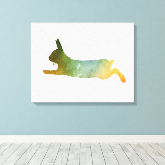 Rabbit Bunny Art Silhouette Leinwanddruck (Insitu (Holzboden))