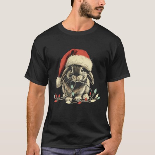 Rabbit Bunny Chew Christmas Light Xmas Holiday  T-Shirt (Vorderseite)