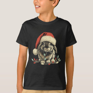 Rabbit Bunny Chew Christmas Light Xmas Holiday T-Shirt