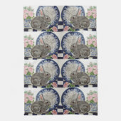 Rabbit Bunny Dedham Delft Bauernhof Rustikal Niedl Geschirrtuch (Vertikal)