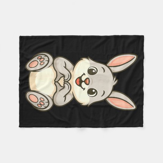 Rabbit Bunny Doing Heart With Hands Valentines Day Fleecedecke (Vorderseite (Horizontal))