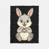 Rabbit Bunny Doing Heart With Hands Valentines Day Fleecedecke (Vorderseite)