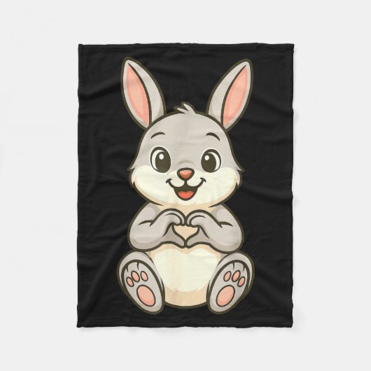 Rabbit Bunny Doing Heart With Hands Valentines Day Fleecedecke (Vorderseite)