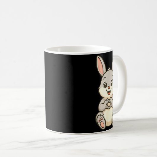 Rabbit Bunny Doing Heart With Hands Valentines Day Kaffeetasse (VorderseiteRechts)