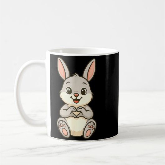 Rabbit Bunny Doing Heart With Hands Valentines Day Kaffeetasse (Links)