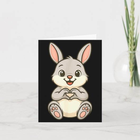 Rabbit Bunny Doing Heart With Hands Valentines Day Karte (Vorderseite)