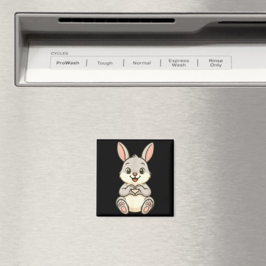 Rabbit Bunny Doing Heart With Hands Valentines Day Magnet (In Situ (Geschirrspüler))