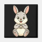 Rabbit Bunny Doing Heart With Hands Valentines Day Magnet (Vorne)