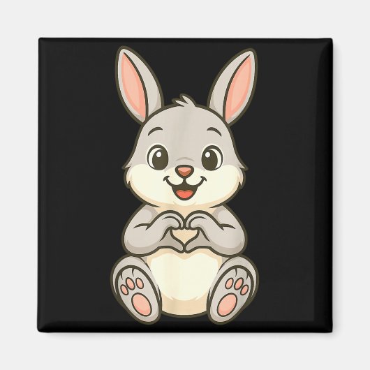 Rabbit Bunny Doing Heart With Hands Valentines Day Magnet (Vorne)