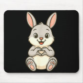 Rabbit Bunny Doing Heart With Hands Valentines Day Mousepad (Vorne)