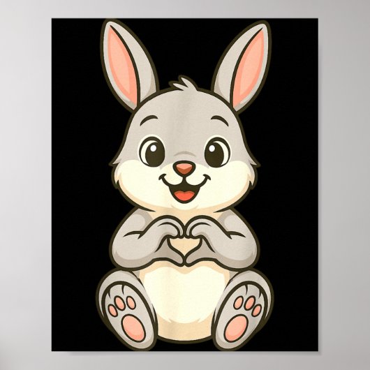 Rabbit Bunny Doing Heart With Hands Valentines Day Poster (Vorne)