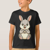 Rabbit Bunny Doing Heart With Hands Valentines Day T-Shirt (Vorderseite)
