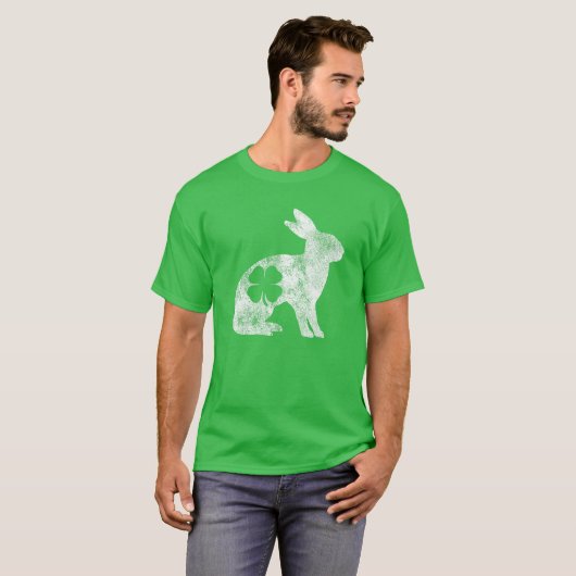 Rabbit Bunny Gift St. Patrick's Day Kleeblatt Clov T-Shirt (Vorne ganz)