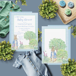 Rabbit Bunny Greenerenery Blue Baby Shower Einladung