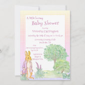 Rabbit Bunny Greenerenery Pink Baby Dusche Einladung (Vorderseite)