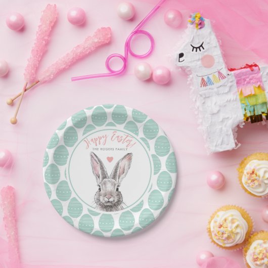 Rabbit Bunny Happy Osterfest Niedliche Pasta Pappteller (Party)