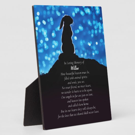 Rabbit Bunny Memorial Plaque Individuelle Name Fotoplatte (Seite)