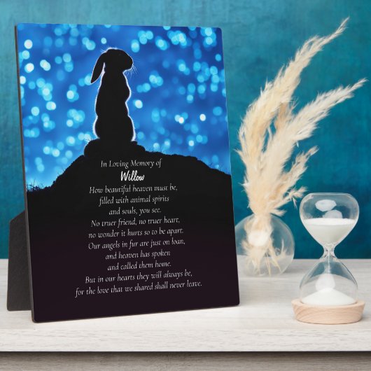 Rabbit Bunny Memorial Plaque Individuelle Name Fotoplatte (Seite)