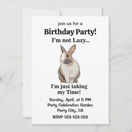 Rabbit Bunny Niedlich Funny Geburtstag Einladung (Vorderseite)