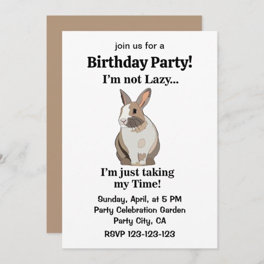 Rabbit Bunny Niedlich Funny Geburtstag Einladung (Vorne/Hinten)